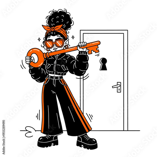 Cartoon Thief Breaking into a Door.