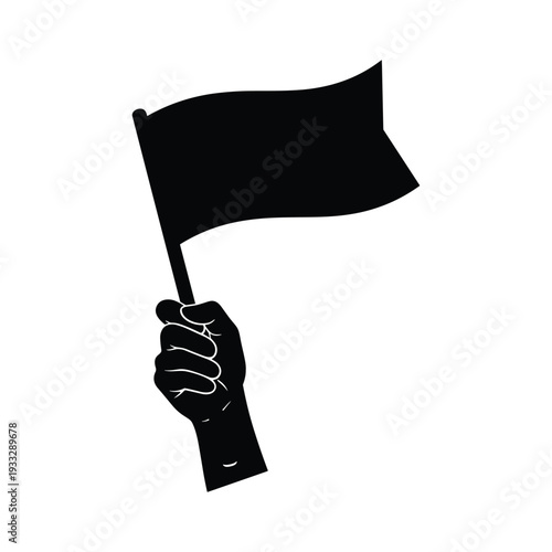 Hand holding flag symbolizing protest or victory