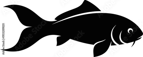 Black fish swimming with dynamic fins and tail