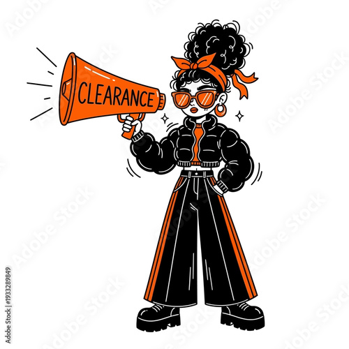 Woman Holding Clearance Megaphone Loudspeaker.