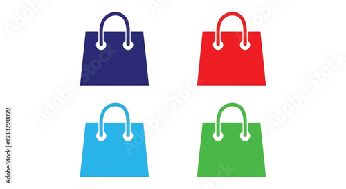 Colorful vector illustration of four shopping bags representing retail, sales, and modern e-commerce graphic design.