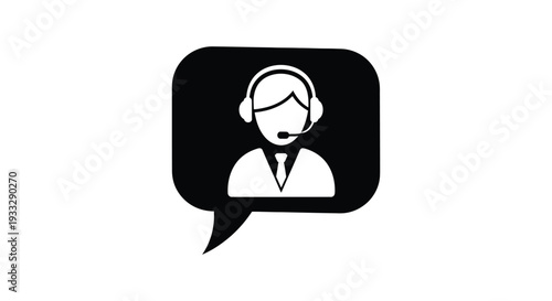 Customer service representative vector illustration graphic icon in a speech bubble, symbolizing online help and communication design.