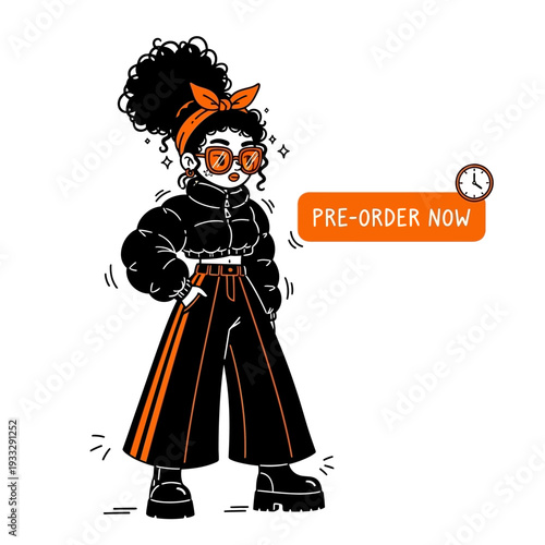 Cartoon Character Wearing Black Outfit.