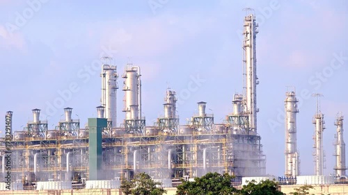 Aerial Shot of an industrial refinery, Petrochemical and oil refinery Plant 