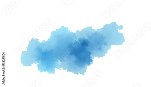 Blue watercolor paint splashes form a 3d paper silhouette illustration of a world map continent with a vector contour design for geography and cartography