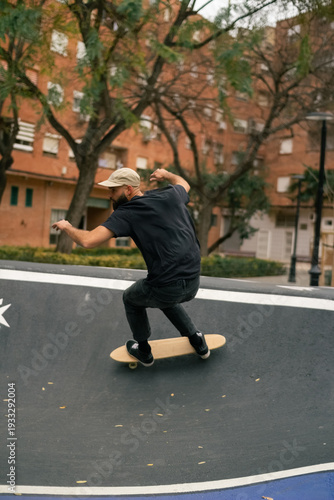Wallpaper Mural Skater Performing Tricks in Urban Skate Park During Sunny Day Torontodigital.ca