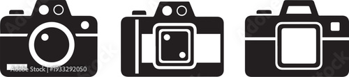 Three black and white camera icons in a row