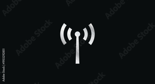 Silver wifi signal on black background