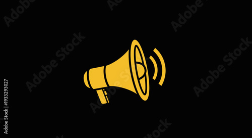 Gold megaphone icon against black