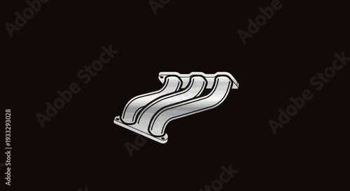 Silver exhaust header on black