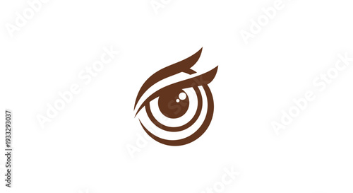 Stylized brown eye with lashes and concentric circles