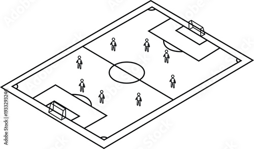 Professional Soccer Field Strategy Diagram for Coaching Presentation, Tactical Analysis, Training Manual and Sports Education
