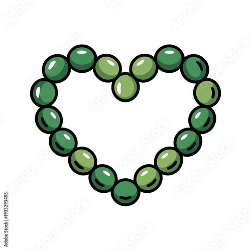 Green gemstone beaded bracelet carefully shaped into a perfect romantic heart.