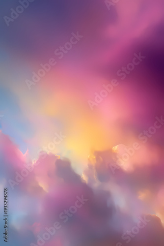 Celestial Blur with Dreamy Rainbow Clouds Background