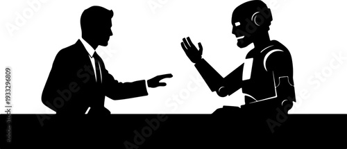 AI Replacing Human Jobs Silhouette – Future of Work Concept