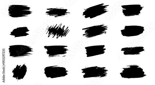 Brushstrokes set with black grunge texture and rough edges featuring abstract, artistic, creative