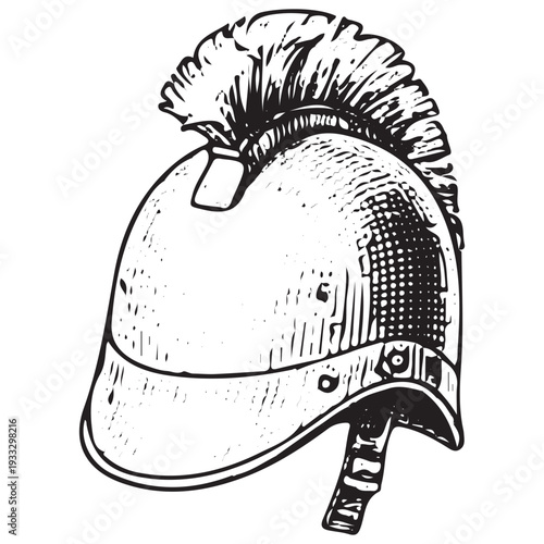 Antique Roman Soldier Helmet Historical Headwear Engraving Illustration