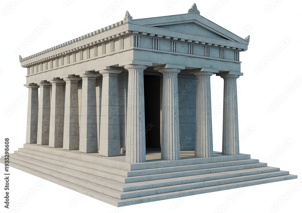 Obraz premium Photorealistic 3 D Rendering of a Classical Greek Temple with Columns and Steps ancient Greece classical architecture