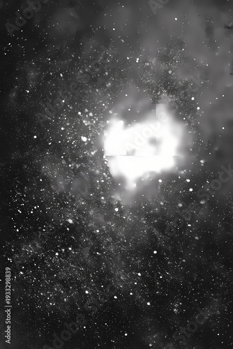 Charcoal Black Grain with Soft White Light Speckles Background