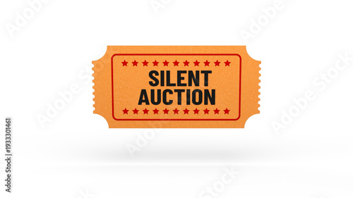 Silent Auction Ticket Special Fundraising Charity Event Admission 3D Illustration