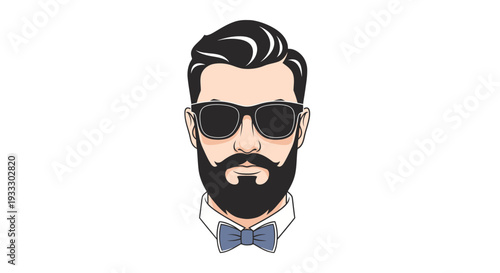Illustration of a stylish man with beard and sunglasses.