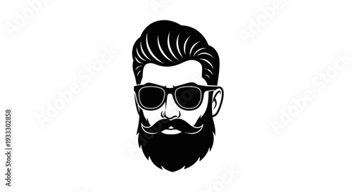Stylish bearded man wearing sunglasses vector illustration.