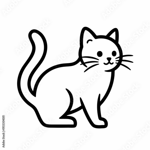 Simple Line Drawing of Cat