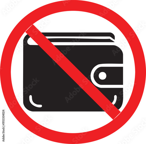 Prohibited wallet icon within a red circle indicating restriction
