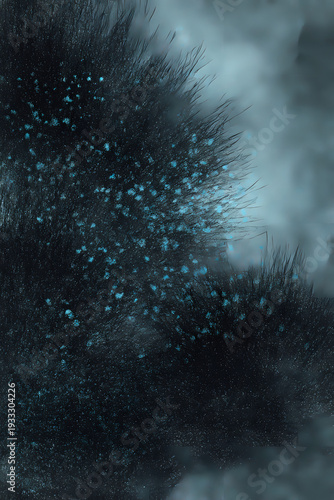 Charcoal Grain with Faint Icy Blue Glowing Specks Background