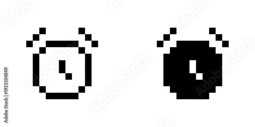 Retro Pixelated Alarm Clock Icon Set