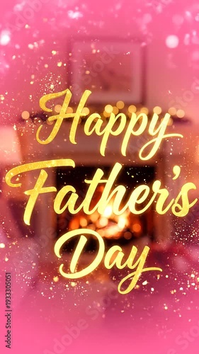 Happy Father's Day celebration with sparkly lights in a room with family gifts