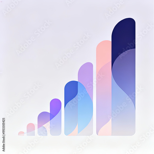 Human Progress as evolving shapes increasing in complexity, clear background, pastel gradients, business style,  growth and evolution concepts.eps