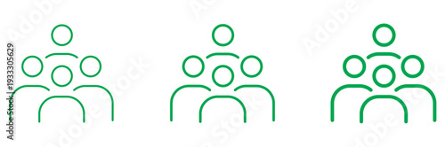 Three green smiley faces holding hands vector illustration flat design