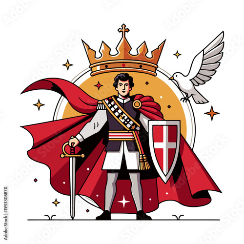 Knight Templar with Crown and Shield