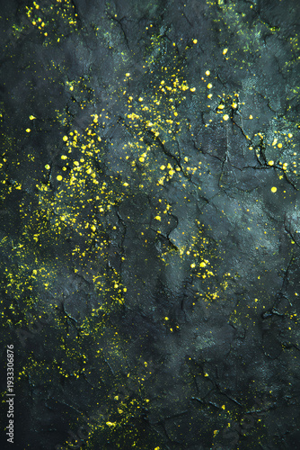 Charcoal Green Grain with Yellow Light Highlights Background