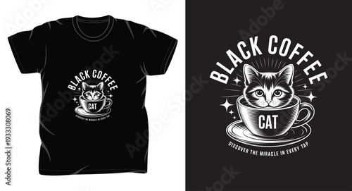 cat graphic vector art t shirt design print template