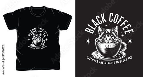 cat graphic vector art t shirt design print template