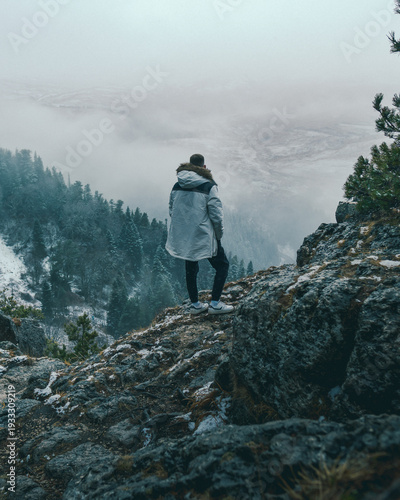 man on the top of mountain