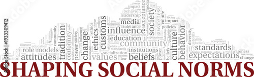 Shaping Social Norms word cloud conceptual design isolated on white background.
