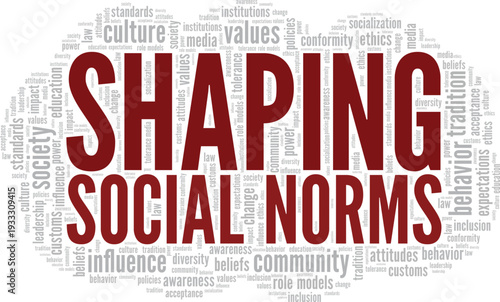 Shaping Social Norms word cloud conceptual design isolated on white background.