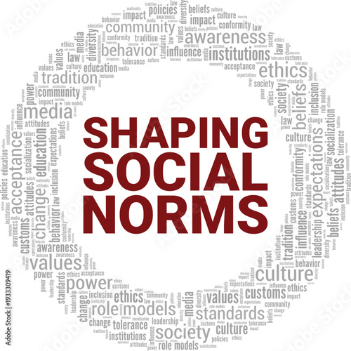Shaping Social Norms word cloud conceptual design isolated on white background.