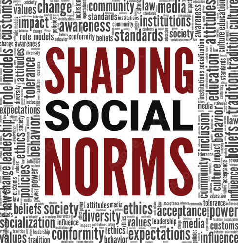 Shaping Social Norms word cloud conceptual design isolated on white background.