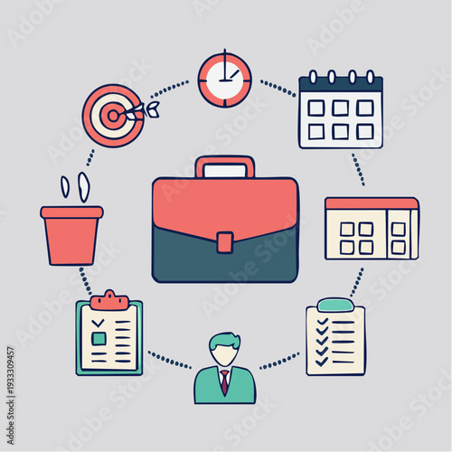 Modern flat vector illustration representing office task management, deadline tracking, and organized workflow for daily business operations.