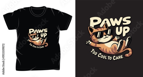 cat graphic vector art t shirt design print template