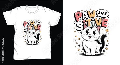 cat graphic vector art t shirt design print template