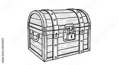 weathered wooden chest with metal latches and lock