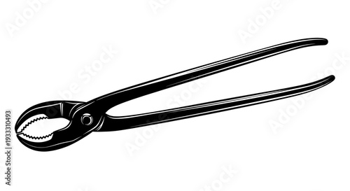 black and white line drawing of curved handle pliers