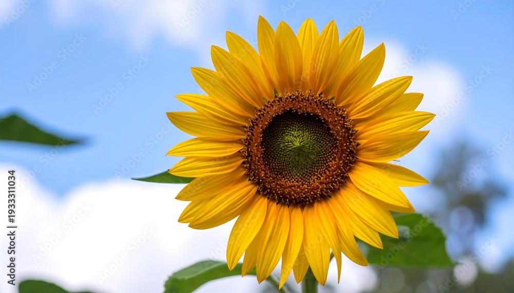 Fototapeta premium Sunflower Blooming in Bright Sunshine Day.