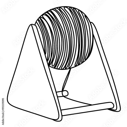 Triangle cat scratching post with sisal ball minimalist line art.