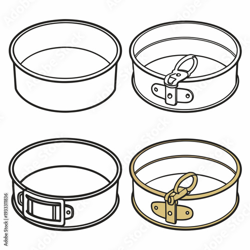 Professional springform pan collection showing different latch mechanisms and metal buckle styles for effortless cake release in home bakeries today